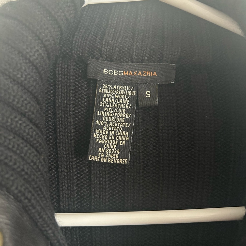 Black Ribbed Leather Jacket - Picture 2 of 4